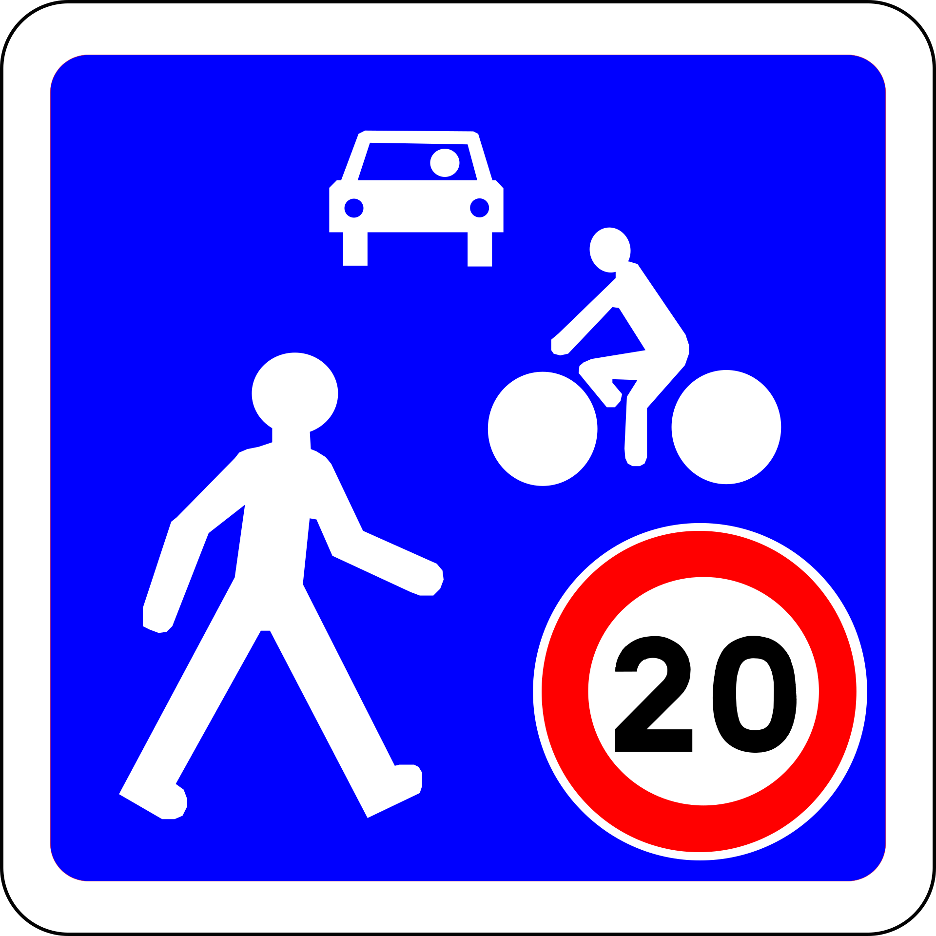 Par Roulex 45 self-made from source above — Arrêté du 7 novembre 2008 relatif à la création d’un panneau de signalisation routière pour les zones de rencontre et à la modification de la signalisation de l’aire piétonne, Domaine public, https://commons.wikimedia.org/w/index.php?curid=7422852